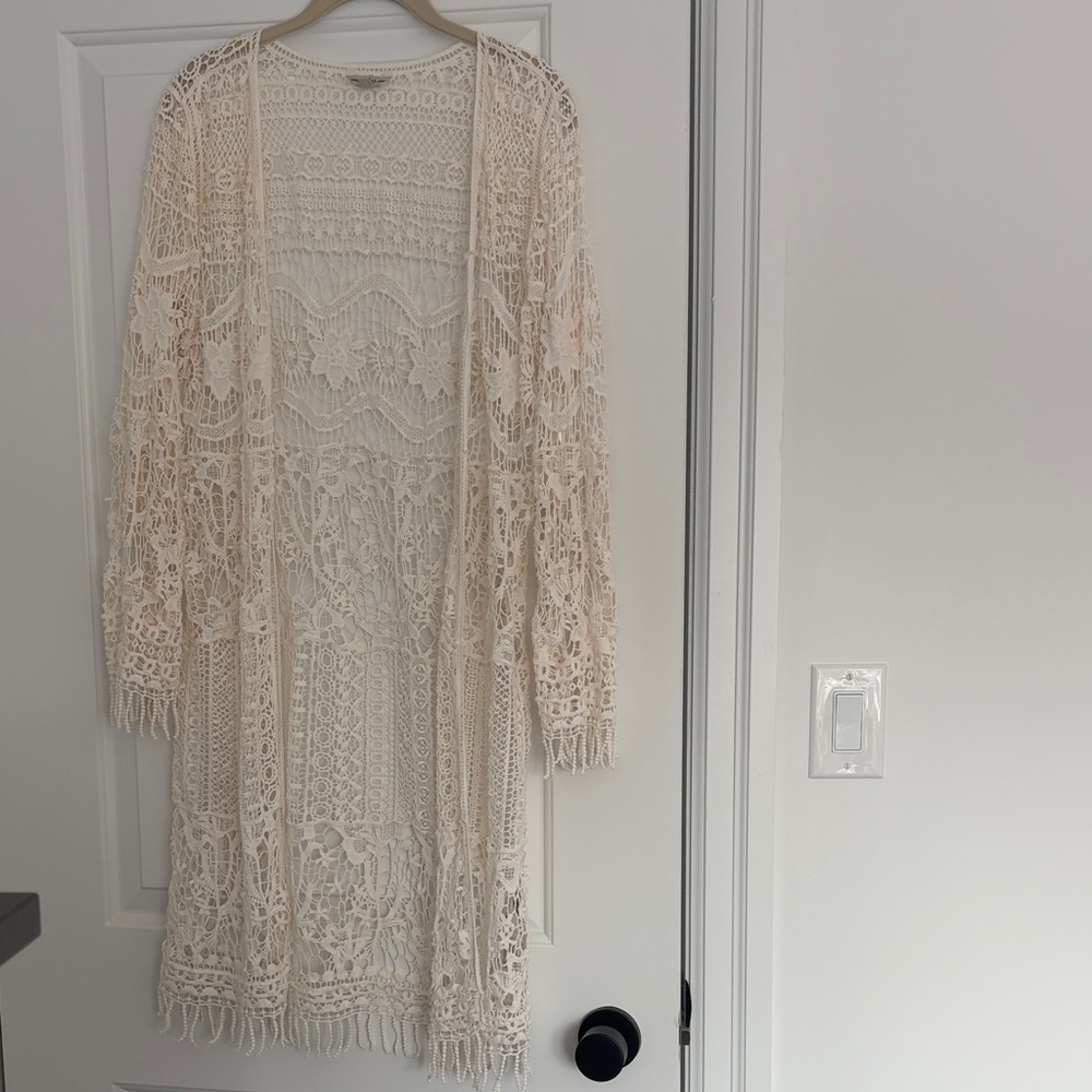 Guess Cream Lace Open Cardigan